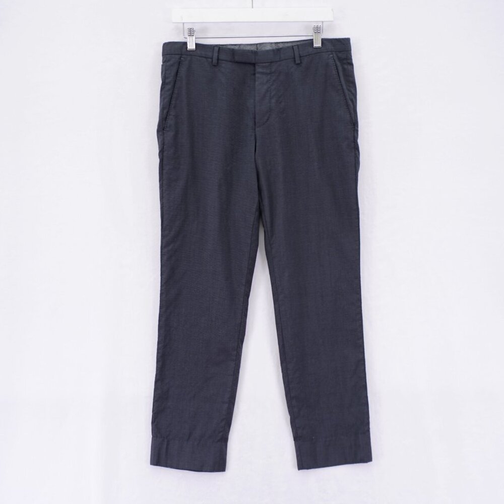 Hugo Boss Gray Virgin Wool Check Dress Pants Trousers 32 / 28 Low Rise Flat Fron